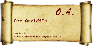 Ohr Adrián névjegykártya